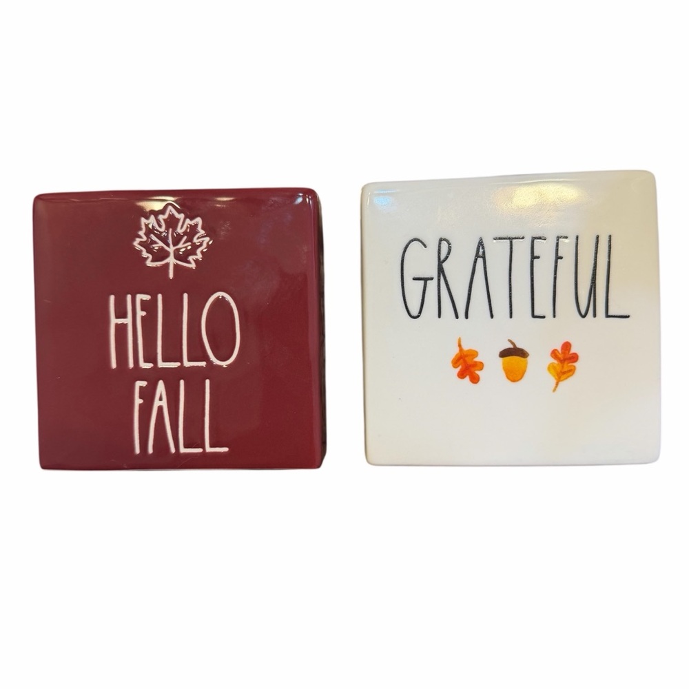 Rae Dunn Red and White Fall Decor Blocks